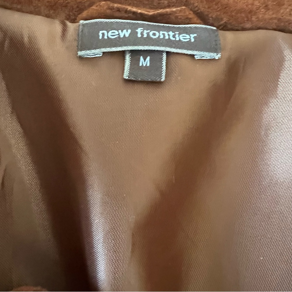 100% Leather Jacket Brown Chore Coat Quilted Women’s Medium Boxy Western - Picture 7 of 8